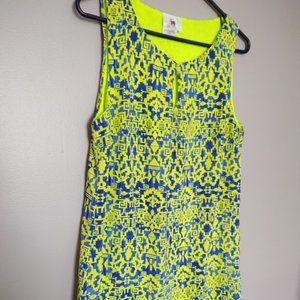 Pink Owl Neon Green with Blue Print Dress